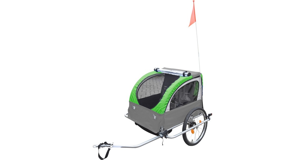 FISCHER Fahrrad Kinder Fahrradanhänger Komfort grüngrau wimpel fahrrad kinder