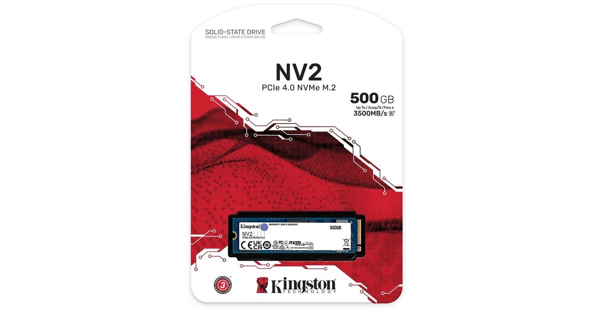 Kingston NV2 500 GB, SSD PCIe 4.0 x4, NVMe, M.2 2280