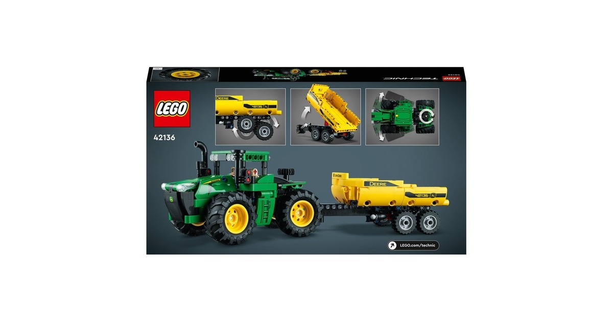 LEGO 42136 Technic John Deere 9620R 4WD Traktor, Konstruktionsspielzeug Mit  Anhänger