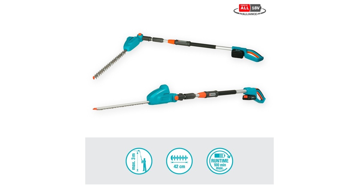 GARDENA AkkuTeleskopHeckenschere THS 42/18V P4A, ReadyToUse Set