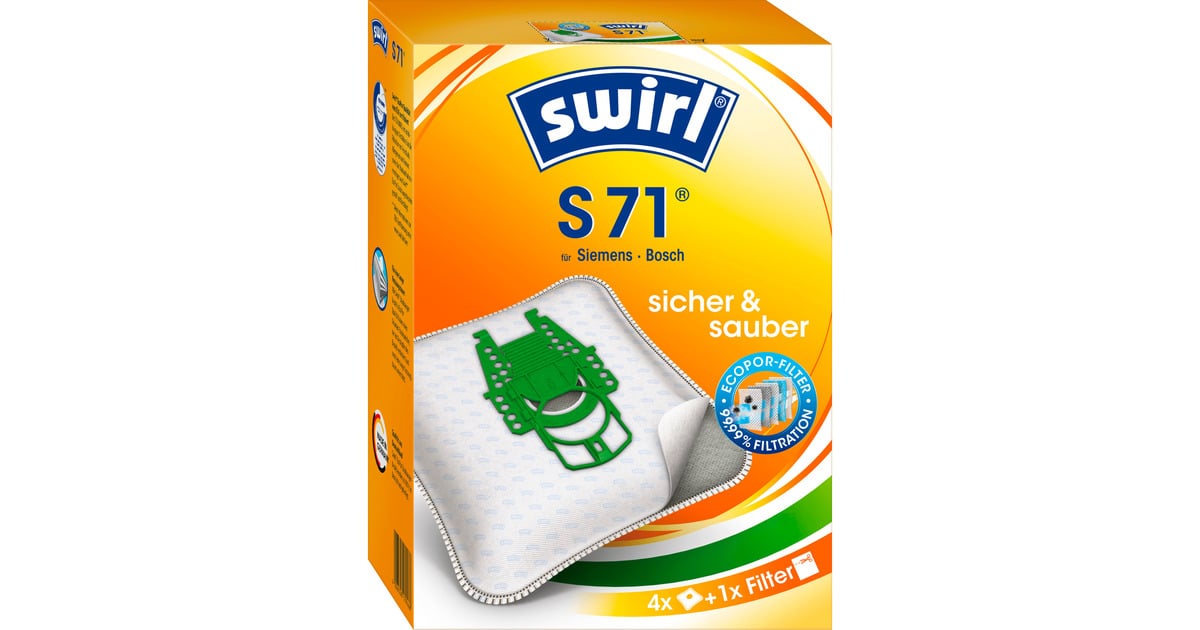Swirl Staubsaugerbeutel S71 EcoPor 4 Beutel, 1 Abluftfilter
