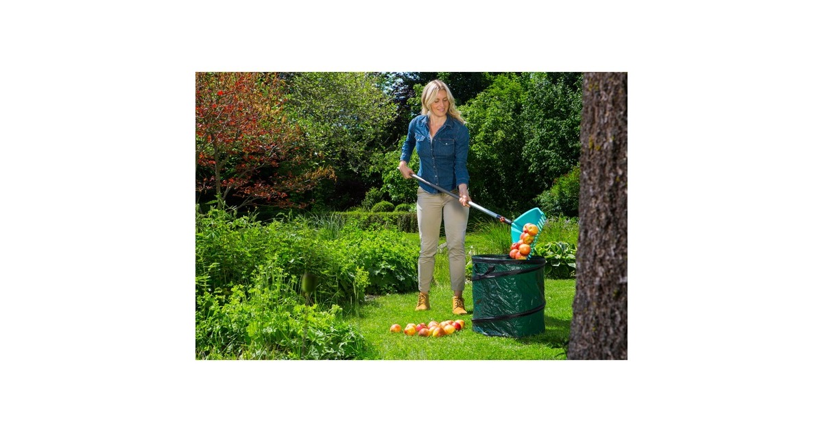 GARDENA combisystemSchaufelRechen, Aktion türkis/holz, 36,5cm, mit Stiel