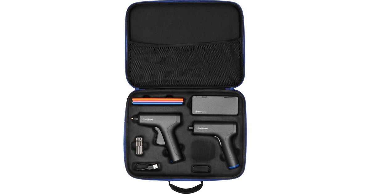 Wiha zai Hause 3in1 Heimwerker-Set, Akkuschrauber + Heißklebepistole  schwarz, inkl. 42-teiliges Micro-Bit-Set | Heißklebepistolen