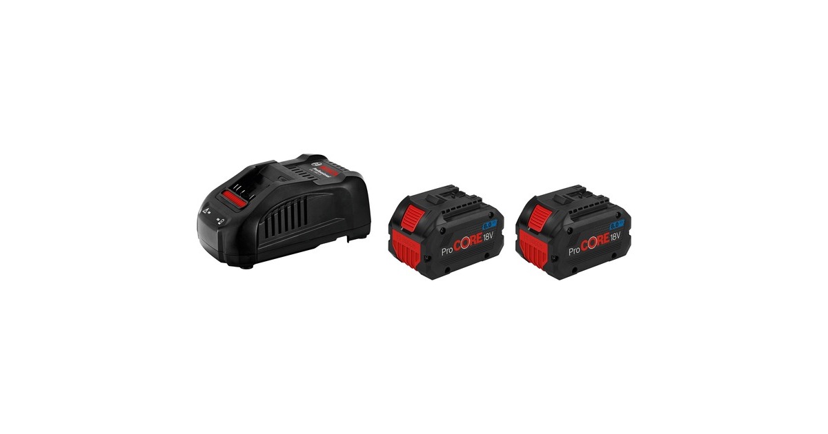 Bosch Starter set: 2 x ProCORE18V 8.0Ah + 1 x GAL 1880 CV Professional schwarzrot Bosch Starter set: 2 x ProCORE18V 8.0Ah + 1 x GAL 1880 CV Professional schwarzrot
