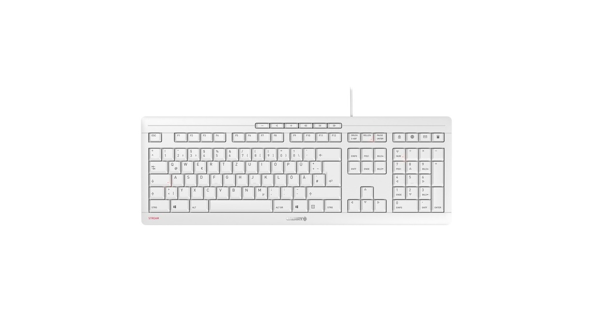 CHERRY STREAM KEYBOARD, Tastatur weiß/grau, DE-Layout, SX-Scherentechnologie