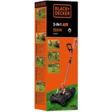 BLACK+DECKER 3-in-1 Multi-Trimmer Set BESTA530CM-QS, Rasentrimmer orange/schwarz, 550 Watt, inkl. Mäher-Chassis