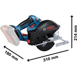 Bosch Akku-Metallkreissäge GKM 18V-50 Professional solo, Handkreissäge blau/schwarz, ohne Akku und Ladegerät, in L-BOXX