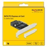 DeLOCK PCIe 5P SATA x4 LP, Schnittstellenkarte 