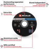 EINHELL Trennscheibe dünn, Ø 115 x 1,0mm, 10 Stück für Winkelschleifer