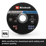 EINHELL Trennscheibe dünn, Ø 115 x 1,0mm, 10 Stück für Winkelschleifer