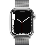 Apple Watch Series 7, Smartwatch silber/silber, 41 mm, Milanaise Armband, Edelstahl-Gehäuse, LTE