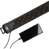 Brennenstuhl Premium-Line Steckdosenleiste 6-fach, 2x USB schwarz, 3 Meter Kabel, USB-A, USB-C, mit Sicherheitsschalter