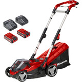 EINHELL Power X-Change Akku-Rasenmäher RASARRO 36/34, 36Volt (2x18V) rot/schwarz, 2x Li-Ionen Akku Plus 3,0Ah