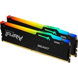 Kingston FURY DIMM 64 GB DDR5-6000 (2x 32 GB) Dual-Kit, Arbeitsspeicher schwarz, KF560C30BBAK2-64, FURY Beast RGB, INTEL XMP