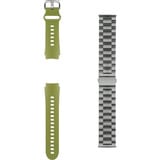 Motorola moto watch, Smartwatch silber, mit silbernem Edelstahl-Armband und grünem Silikon-Armband