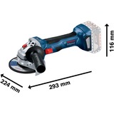 Bosch Akku-Winkelschleifer GWS 18V-7 Professional, Set blau/schwarz, 2x Li-Ionen Akku 4,0Ah, L-BOXX