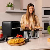 Cecotec Heißluftfritteuse Cecofry Dual 9000 schwarz/edelstahl, 2.850 Watt, Korb 9 Liter (teilbar in zwei 4,5 Liter Körbe)