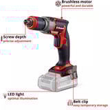 EINHELL Professional Akku-Trockenbauschrauber TP-DY 18 Li BL - Solo, 18Volt rot/schwarz, ohne Akku und Ladegerät, in E-Box