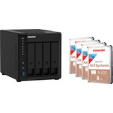 QNAP TS-451D2-4G + 4x 8TB N300 (HDWG480UZSVA), NAS schwarz