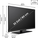 Toshiba 32LV3F63DAZ, LED-Fernseher 80 cm (32 Zoll), schwarz, FullHD, VIDAA-Betriebssytem