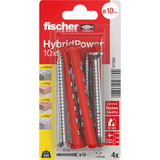 fischer Langschaftdübel HybridPower 10x90 T K rot/grau, 4 Stück