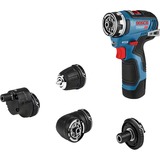 Bosch Professional Akku-Bohrschrauber GSR 12V-35 FC Professional, 12Volt blau/schwarz, 2x Li-Ionen Akku 3,0Ah, mit FlexiClick Aufsätzen, L-BOXX
