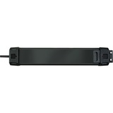 Brennenstuhl Premium-Line Steckdosenleiste 6-fach schwarz, 3 Meter, 60.000A Überspannungsschutz, 2x USB-A