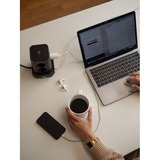 Brennenstuhl Steckdosenturm 8-fach, 4x USB-A, Steckdosenleiste schwarz, 2 Meter Kabel, mit Sicherheitsschalter