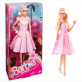 Mattel Barbie The Movie - Margot Robbie als Barbie: Sammlerpuppe im rosa-weißen Karo-Kleid 