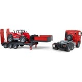 bruder 02774 MAN TGA Tieflader mit Manitou Teleskoplader MLT 633, Modellfahrzeug 