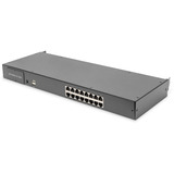 Digitus Modulare HD LCD KVM Konsole mit 19" TFT 16 Port Cat 5, KVM-Switch schwarz, deutsches Tastaturlayout, 16 Port Cat 5 KVM-Switch, Touchpad