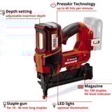 EINHELL Professional Akku-Tacker FIXETTO 18/38 S, 18Volt, Elektrotacker rot/schwarz, ohne Akku und Ladegerät