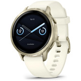 Garmin Venu 4 - 41 mm, Smartwatch Beige/Lunargold, Silikon-Armband in Bone