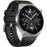 Huawei Watch GT 3 Pro Titanium, Smartwatch titan, 46mm, Armband: schwarzes Fluorelastomer-Armband