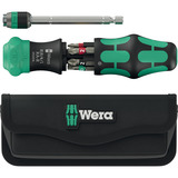 Wera Kraftform Kompakt 20 RA-R mit Tasche, Bit-Satz schwarz/grün, 6-teilig, 1/4", mit Ratschenfunktion und Rapidaptor Schnellwechselfutter