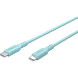 goobay USB 2.0 Silikonkabel türkis, USB-C Stecker > USB-C Stecker türkis, 1,5 Meter, PD 60 Watt