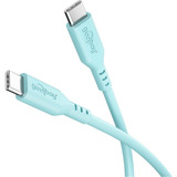 goobay USB 2.0 Silikonkabel türkis, USB-C Stecker > USB-C Stecker türkis, 1,5 Meter, PD 60 Watt
