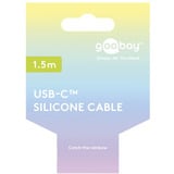 goobay USB 2.0 Silikonkabel türkis, USB-C Stecker > USB-C Stecker türkis, 1,5 Meter, PD 60 Watt