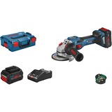 Bosch Akku-Winkelschleifer BITURBO GWS 18V-15 SC blau/schwarz, 2x Akku ProCORE18V 8,0Ah, Bluetooth Modul, in L-BOXX