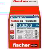 fischer Holzbauschraube PowerFull II 10,0x100 Senkkopf TX VG 50 Stück, Vollgewinde, verzinkt