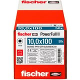 fischer Holzbauschraube PowerFull II 10,0x100 Senkkopf TX VG 50 Stück, Vollgewinde, verzinkt