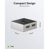 goobay Manuelle HDMI-Umschaltbox 2 auf 1 (4K @ 60Hz), HDMI Switch schwarz/silber