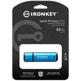 Kingston IronKey Vault Privacy 50 32 GB, USB-Stick hellblau/schwarz, USB-C 3.2 Gen 1