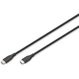 Digitus USB 2.0 Silikon-Anschlusskabel USB-C > USB-C schwarz, 0,5 Meter, PD, Laden mit bis zu 60 Watt