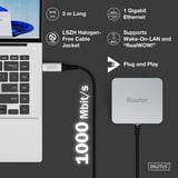 Digitus USB-A 3.2 Gen1 > RJ-45 Ethernet Kabel, 1Gbit/s, Adapter schwarz, 3 Meter, 10/100/1.000Mbit/s