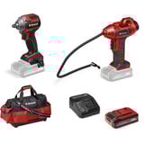 EINHELL Maschinen-Set TP-CW 18/260 + CE-CC 18 Kit, Schlagschrauber rot/schwarz, 1x Li-Ionen-Akku 4.0 Ah, mit Tasche