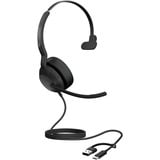 Jabra Evolve2 50, Headset schwarz, Microsoft Teams Version, Bluetooth 5.2, USB-C und USB-A, Mono