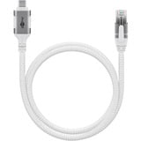 goobay Ethernet-Kabel USB-C 3.2 Gen2 Stecker > RJ-45 Stecker, LAN-Adapter weiß, 10 Meter, geflochtener Textilmantel