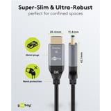 goobay Optisches Hybrid Ultra High-Speed HDMI Kabel (AOC) 8K / 60Hz schwarz/grau, 30 Meter, 48 Gbit/s