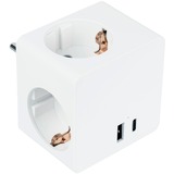 3564 Steckdosenwürfel 3-fach, 2x USB, Steckdosenleiste weiß, 1x USB-C PD 3.0 20W, 1x USB-A 18W